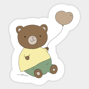 Cute Teddy bear holding a heart balloon Sticker